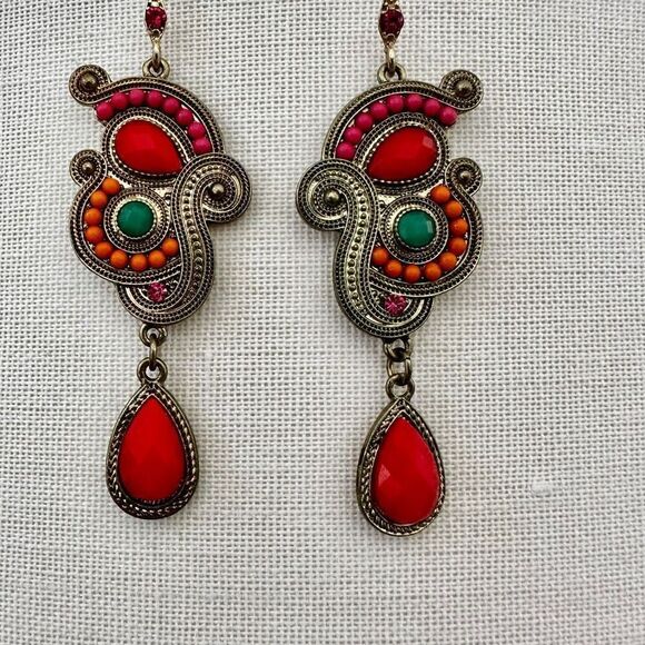 Colorful drop statement earrings - Picture 1 of 10